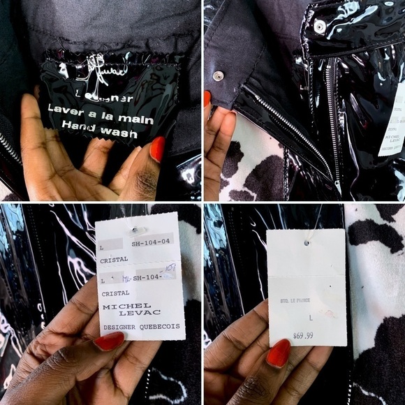 M. LEVAC COW PRINT SHORT VINYL BLACK WHITE MINI SHORT HIGH RISE HANDMADE LARGE - Picture 14 of 17